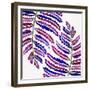 Indigo Fern Leaf Pattern-Cat Coquillette-Framed Giclee Print