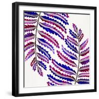 Indigo Fern Leaf Pattern-Cat Coquillette-Framed Giclee Print