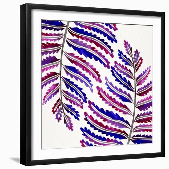 Indigo Fern Leaf Pattern-Cat Coquillette-Framed Giclee Print