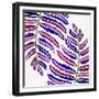 Indigo Fern Leaf Pattern-Cat Coquillette-Framed Giclee Print