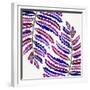 Indigo Fern Leaf Pattern-Cat Coquillette-Framed Giclee Print