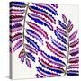 Indigo Fern Leaf Pattern-Cat Coquillette-Stretched Canvas