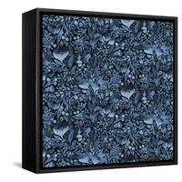 Indigo Floral 300-Yachal Design-Framed Stretched Canvas