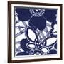 Indigo Floral Katagami I-Vision Studio-Framed Art Print