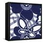 Indigo Floral Katagami I-Vision Studio-Framed Stretched Canvas