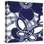 Indigo Floral Katagami I-Vision Studio-Stretched Canvas