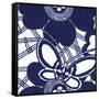 Indigo Floral Katagami I-Vision Studio-Framed Stretched Canvas