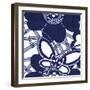 Indigo Floral Katagami I-Vision Studio-Framed Art Print