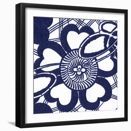 Indigo Floral Katagami II-Vision Studio-Framed Art Print