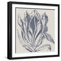 Indigo Floral on Linen I-Vision Studio-Framed Art Print