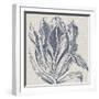Indigo Floral on Linen I-Vision Studio-Framed Art Print