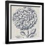 Indigo Floral on Linen III-Vision Studio-Framed Art Print