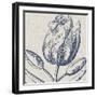 Indigo Floral on Linen IV-Vision Studio-Framed Art Print