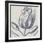 Indigo Floral on Linen IV-Vision Studio-Framed Art Print