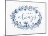 Indigo Floral Pray Always-Yachal Design-Mounted Giclee Print