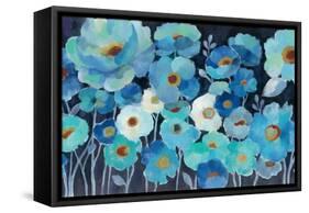 Indigo Flowers-Silvia Vassileva-Framed Stretched Canvas