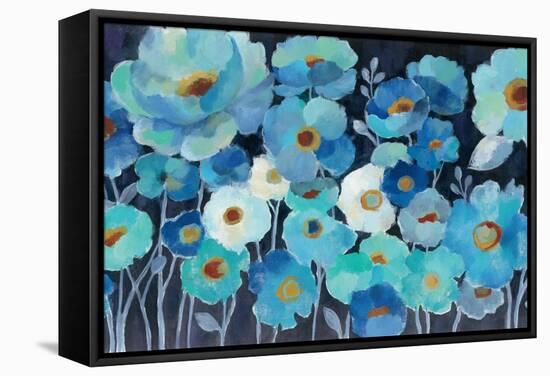 Indigo Flowers-Silvia Vassileva-Framed Stretched Canvas