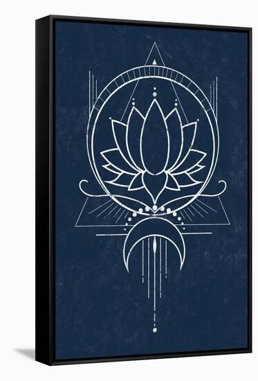 Indigo Lotus-null-Framed Stretched Canvas