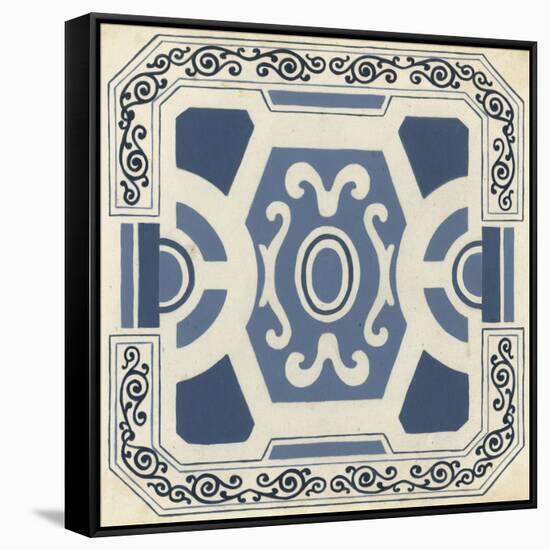 Indigo Motif V-June Vess-Framed Stretched Canvas