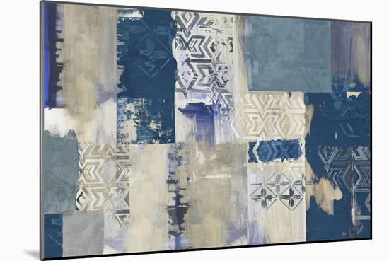 Indigo Patchwork-Tom Reeves-Mounted Art Print