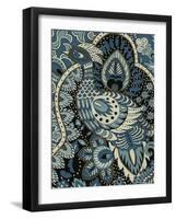 Indigo Peacock II-Chariklia Zarris-Framed Art Print