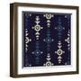 Indigo Squares Crosshairs-Melody Hogan-Framed Art Print