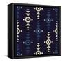 Indigo Squares Crosshairs-Melody Hogan-Framed Stretched Canvas