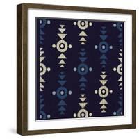 Indigo Squares Crosshairs-Melody Hogan-Framed Art Print