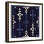 Indigo Squares Crosshairs-Melody Hogan-Framed Art Print