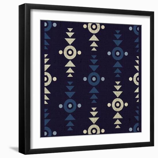 Indigo Squares Crosshairs-Melody Hogan-Framed Art Print