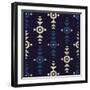 Indigo Squares Crosshairs-Melody Hogan-Framed Art Print