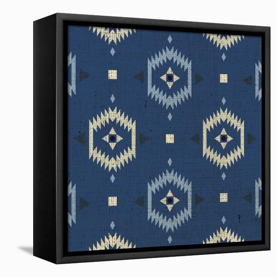 Indigo Squares Droplets-Melody Hogan-Framed Stretched Canvas