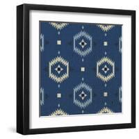 Indigo Squares Droplets-Melody Hogan-Framed Art Print