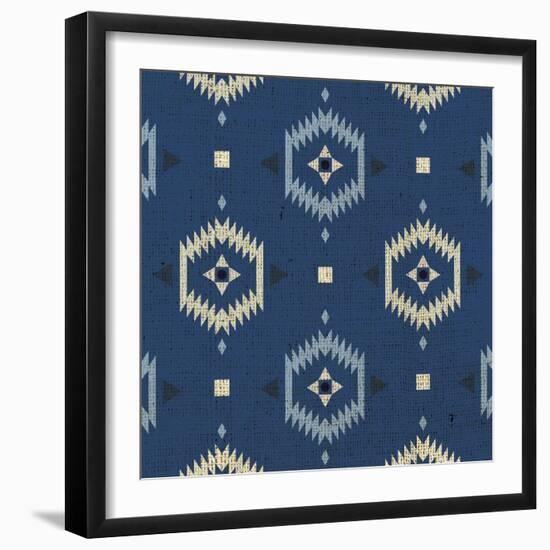 Indigo Squares Droplets-Melody Hogan-Framed Art Print