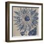 Indigo Sunflower-Chariklia Zarris-Framed Art Print