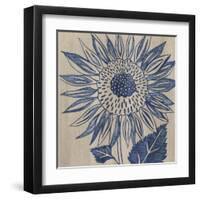 Indigo Sunflower-Chariklia Zarris-Framed Art Print