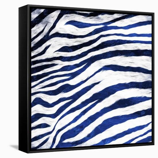 Indigo Zebra-Milli Villa-Framed Stretched Canvas