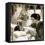 Indira Gandhi Watching over a Child in Hospital-null-Framed Stretched Canvas