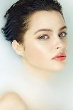 Beautiful Young Sexy Girl with Dark Hair Wet, Evening Makeup, Takes Bath with Milk Tan Perfect Skin-indira's work-Photographic Print