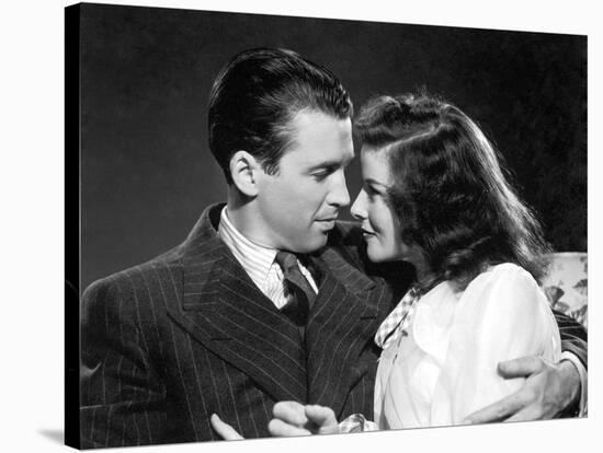 Indiscretions THE PHILADELPHIA STORY by George Cukor avecJames Stewart and Katharine Hepburn, 1940 -null-Stretched Canvas