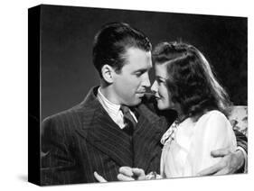 Indiscretions THE PHILADELPHIA STORY by George Cukor avecJames Stewart and Katharine Hepburn, 1940 -null-Stretched Canvas