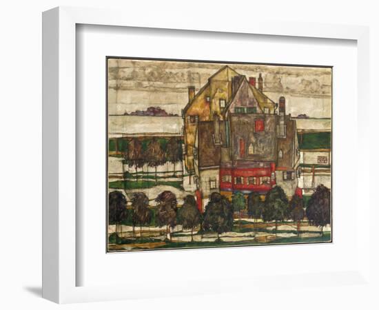 Individual Houses (Houses with Mountains), 1915 (Oil on Canvas)-Egon Schiele-Framed Giclee Print