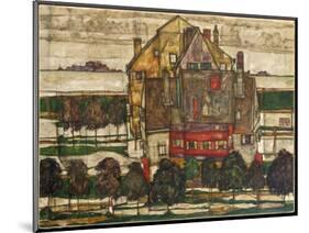 Individual Houses (Houses with Mountains), 1915 (Oil on Canvas)-Egon Schiele-Mounted Giclee Print