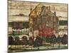 Individual Houses (Houses with Mountains), 1915 (Oil on Canvas)-Egon Schiele-Mounted Giclee Print