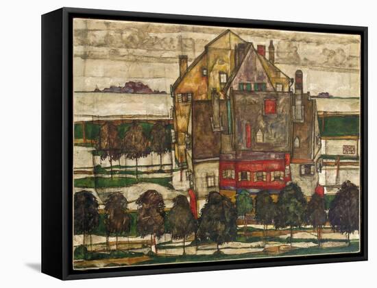 Individual Houses (Houses with Mountains), 1915 (Oil on Canvas)-Egon Schiele-Framed Stretched Canvas