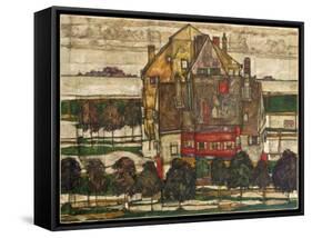 Individual Houses (Houses with Mountains), 1915 (Oil on Canvas)-Egon Schiele-Framed Stretched Canvas
