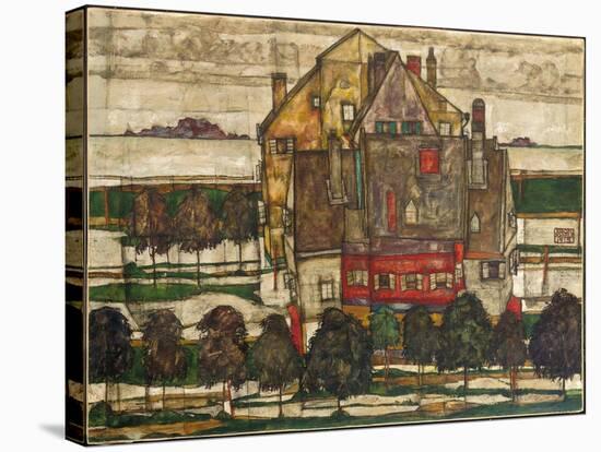 Individual Houses (Houses with Mountains), 1915 (Oil on Canvas)-Egon Schiele-Stretched Canvas
