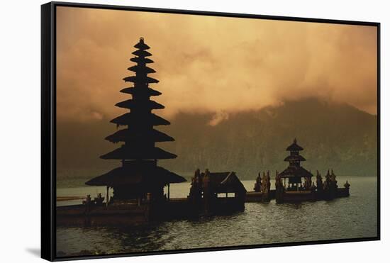 Indonesia, Bali, Bedugul Highland, Tall Pagoda at Dawn-David Herbig-Framed Stretched Canvas