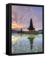 Indonesia, Bali, Bedugul, Pura Ulun Danau Bratan Temple on Lake Bratan-Michele Falzone-Framed Stretched Canvas