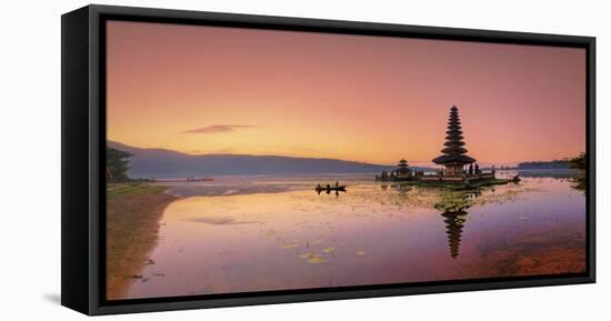 Indonesia, Bali, Bedugul, Pura Ulun Danau Bratan Temple on Lake Bratan-Michele Falzone-Framed Stretched Canvas